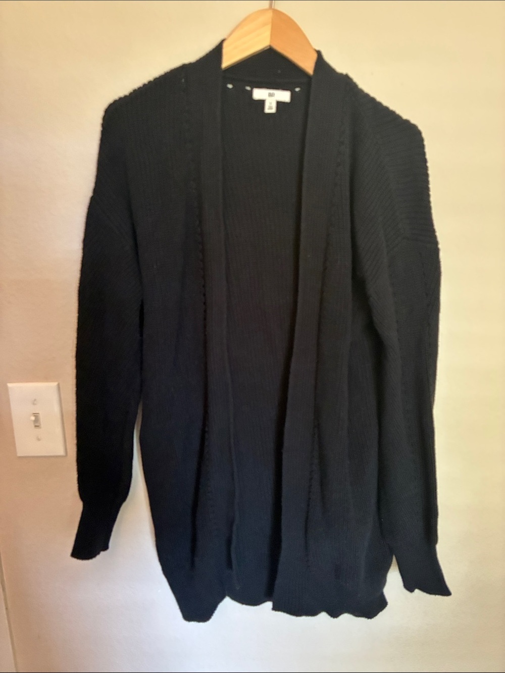 BP. Nordstrom Black Shaker Knit Open Front Cardigan Sweater M